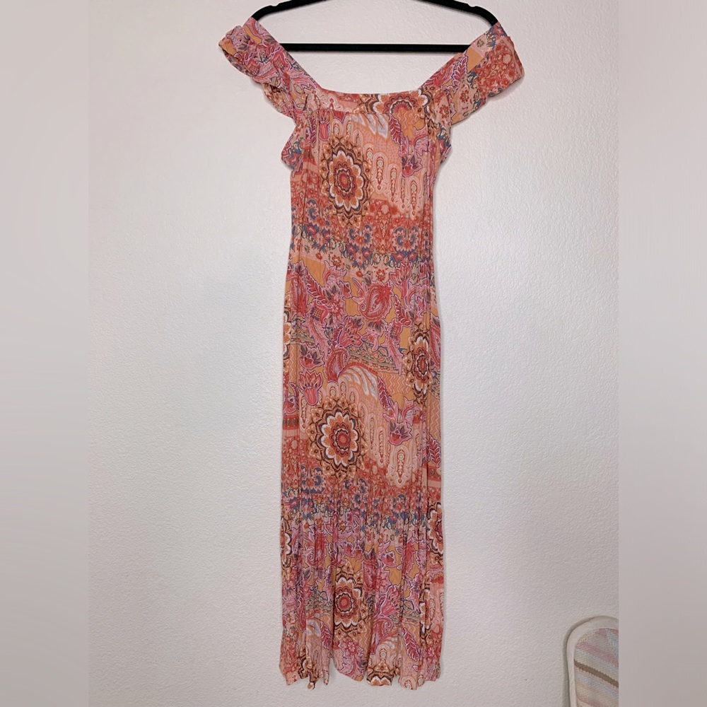 Knox Rose // Mumu Midi Boho Paisley Dress in Sherbert